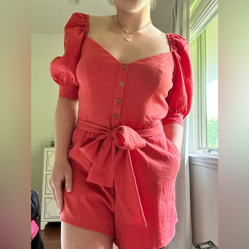 Privacy Please Love Note Romper in Red